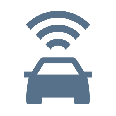 Піктограма автомобіля з радіозв’язком синього кольору